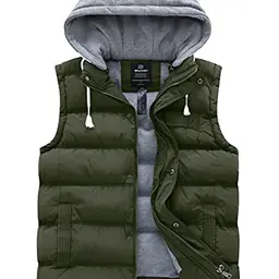 Wantdo Damen Winter Weste Abnehmbare Kapuze Puffer Jacke Armeegrün XXL