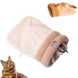 Katzenschlafsack für den Winter: Weiche und warme Kuschelhöhle für Katzen und kleine Hunde bis 16 Pfund (Milchweiß)