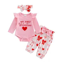 JiAmy 3-teiliges Baby Mädchen-Set: Strampler, Stirnband & Hose