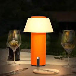 Ecvivk Kabellose LED Tischlampe - Dimmbare, Aufladbare Pilzlampe in Orange für Innen und Außen