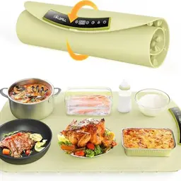 COLDFILL Elektrische Warmhalteplatte - Faltbarer Speisenwärmer, 40-110°C, Schnelle Heizung, Verbrühungsschutz, Perfekt für Buffet und Partys, Grün