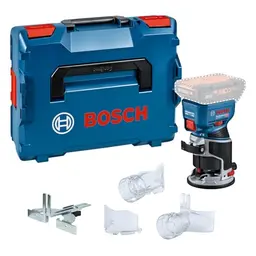 Bosch PRO 18V System Akku-Kantenfräse GKF 18V-8 inkl. Parallelanschlag, 2 Saugadapter, Spanschutz, 8-mm-Spannzange, Spannschlüssel, L-BOXX