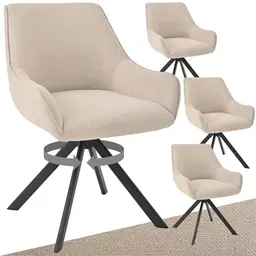 Goeurvant Esszimmerstühle 4er Set Drehbar mit Armlehne – Modernes Polsterstuhl-Design in Beige