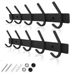 Wandkleiderhaken Edelstahl 2 Stück, robuste Wandgarderobe, schwarz