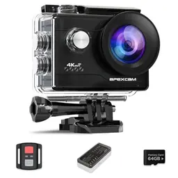 Apexcam M80Air Action Cam 4K mit 64G Karte, WiFi, wasserdicht bis 40m, EIS Stabilisierung und Zubehör-Set