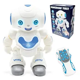 Lexibook Powerman First - Interaktiver Lernroboter für Kinder - Tanzen und Musik - Weiß/Blau