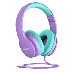 JoySpark Kinderkopfhörer, Lautstärkebegrenzung 85 dB, verstellbar & faltbar, Stereo, Lila