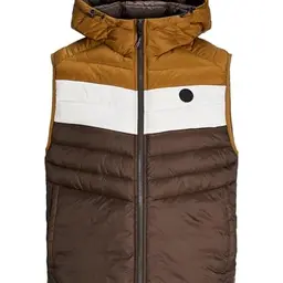 JACK & JONES Herren Bodywarmer Hoodie Weste, Mulch/Monks Robe/Moonbeam, Größe XS