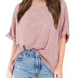 Haloumoning Mädchen Oversized T-Shirt Kurzarm Sommer Casual Top Rosa