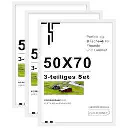 Tinkeps 3er Pack Bilderrahmen 50x70 cm Weiß - Ideal für Fotos und Poster