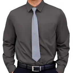 COOFANDY Herren Business Hemd Langarm Kent-Kragen Dunkelgrau