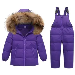 Kinder Daunenjacke und Schneehose Set für Winter, Lila, 3-4 Jahre