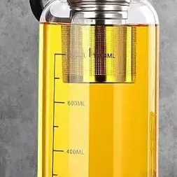 VGECEE 1L Trinkflasche aus Borosilikatglas - Ideal für Tee und kaltes Wasser