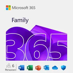 Microsoft 365 Family | 1 Jahr | Bis zu 6 Personen | Office Apps | 6 TB Cloudspeicher | Automatische Verlängerung