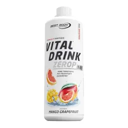 Best Body Nutrition ZEROP Vital Zuckerfreies Mango-Grapefruit Getränkekonzentrat, 1 L, ergibt 80 L Fitness Drink mit Vitaminen B1, B6, Niacin – Kalorienarm