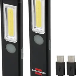 Brennenstuhl LED Akku Handleuchte PL 200 AC Set - 2x LED Taschenlampe mit USB C-Ladekabel, bis zu 12h Leuchtdauer