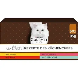 Gourmet A la Carte Katzenfutter nass, Sorten-Mix, 60 Packungen (85g pro Beutel)