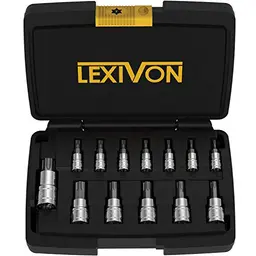 LEXIVON Torx Bit Steckschlüsselsatz, Größen T8-T60, Bitsatz für Torx Schrauben, 1/4", 3/8", 1/2"