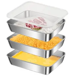 Dulynva Panierschalen Set 3-teilig, Edelstahl, 25,5 x 20 x 5 cm, stapelbar und leicht zu reinigen