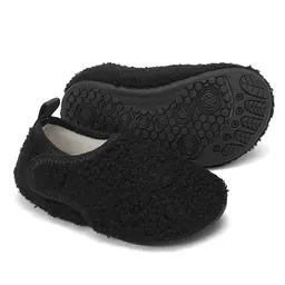 BARFULKER Hausschuh Kinder Winter Socken Pantoffeln Rutschfest Bequem Unisex (Schwarz, 26/27 EU)