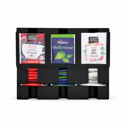 Alupedia Teebeutel Organizer Box – Platzsparender Teebeutelspender für Küche, Büro oder Hotel – 3 Fächer (Schwarz)