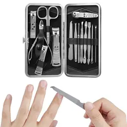 H&S Manicure & Pedicure Set für Herren und Damen – 14 Teile Nagelpflege mit Lederetui