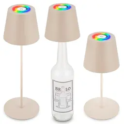 BRILONER 3 in 1 RGBW LED Tischlampe kabellos, dimmbar, Nachttischlampe, Beige