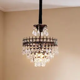 Vrygle Kristall Kronleuchter 30cm schwarz - Vintage Pendelleuchte für Esszimmer, Schlafzimmer & Wohnzimmer