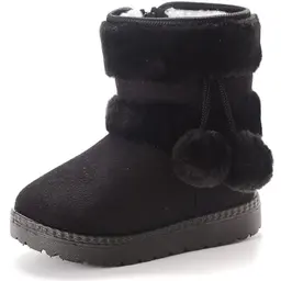 Vorgelen Gefütterte Schneestiefel für Mädchen - Rutschfeste Winterschuhe in Schwarz (Größe 33 EU)