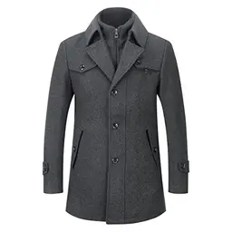 YOUTHUP Herren Wollmantel Winter Kurzmantel Regular Fit in Grau, Größe XS