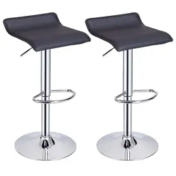 Panana 2er Set Barhocker für Küche und Esszimmer, drehbar und höhenverstellbar, Schwarz