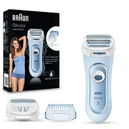 Braun Silk-épil Lady Shaver, Elektrischer Damenrasierer 3-in-1, Wet&Dry, Blau