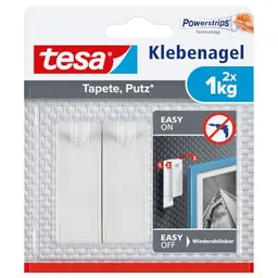 tesa Klebenagel für Tapete und Putz, 1 kg, 2 Nägel inkl. Powerstrips