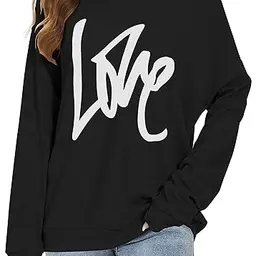 Gosunny Schulterfreies Oberteil Damen Langarm Pullover Sweatshirt Elegant (Schwarz, 2XL)
