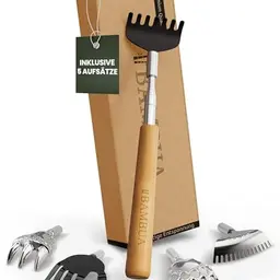 BAMBUA Rückenkratzer Ausziehbar mit 5 Aufsätzen – Für wohltuende Kratzgefühle & leicht erreichbare Stellen – Perfektes Geschenk für Männer