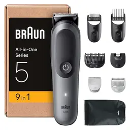 Braun All-in-One Series 5 Groomingset 9-in-1, 120 Min Akku, AquaGrip, grau