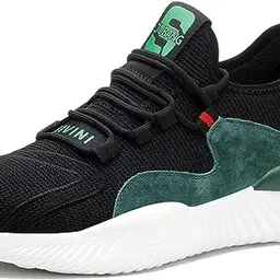 Arbeitsschuhe S3 Herren Damen Sicherheitsschuhe mit Stahlkappe, sportlich, leicht, schwarz/grün, Sommer