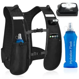 Nextyu Laufweste für Damen und Herren mit Trinkflasche 500ML & Handytasche - Reflektierender Trinkrucksack für Laufen und Wandern