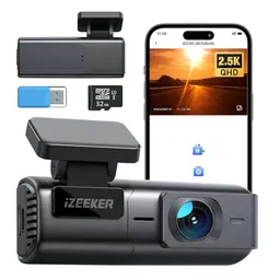 iZEEKER 2,5K Dashcam mit 32GB SD-Karte, 1440P, WiFi, App-Steuerung, 24/7 Parküberwachung, 170° Weitwinkel