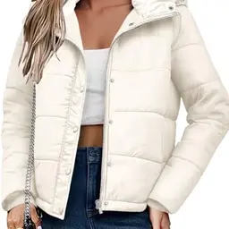 Zeagoo Damen Winterjacke Leichte Übergangsjacke mit Kapuze Beige
