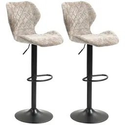 HOMCOM Barhocker 2er-Set, Gepolstert mit Lehne, Höhenverstellbar und Drehbar, Braun