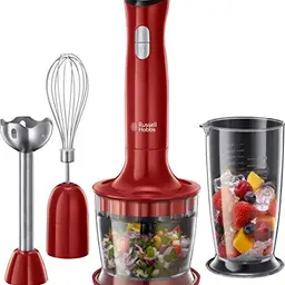 Russell Hobbs Stabmixer 3-in-1 Desire Rot – Pürierstab, Zerkleinerer, Mixeraufsatz