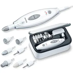 Beurer MP 41 Maniküre-/Pediküreset, elektrische Nagelfeile mit 7 Aufsätzen, LED Licht, für gepflegte Nägel, Weiß