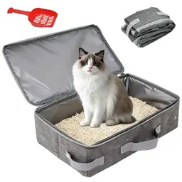 VGECEE Faltbare Katzentoilette mit Deckel - Tragbare Reise Katzenklo Box für Unterwegs