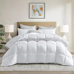 Dorrin Nessin Winter Steppdecke, extra flauschig, Doppelbett, schwere Faserfüllung, mit 8 Ecklaschen