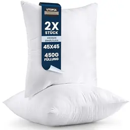 Utopia Bedding 2er Set Kissenfüllung 45x45 cm - Innenkissen für Sofa und Kopfkissen (Weiß)