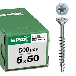 SPAX Universalschraube 5x50 mm, 500 Stück, Senkkopf, T-STAR plus T20, WIROX