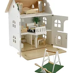VERTBAUDET Romantisches Holzhaus für Kinder mit Möbeln, Weiß
