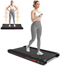 Walking Pad mit APP für Zuhause, bis 120 kg, leise und mit Fernbedienung (Rot/Schwarz)
