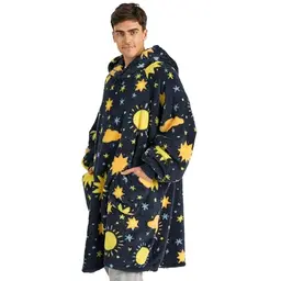 BEDSURE Hoodie Decke für Damen, Tragbare Kuscheldecke für Erwachsene, Warm und Weich 107x90cm mit Sternen und Mond